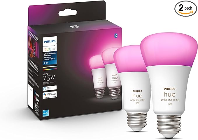 Philips Hue Smart Bulbs with purple color lighting